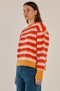 Leonie Knit Sweater - Red/Pink Stripe