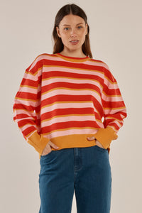 Leonie Knit Sweater - Red/Pink Stripe