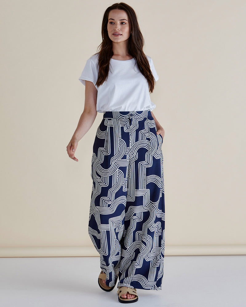 Zander Pant - Navy Geo