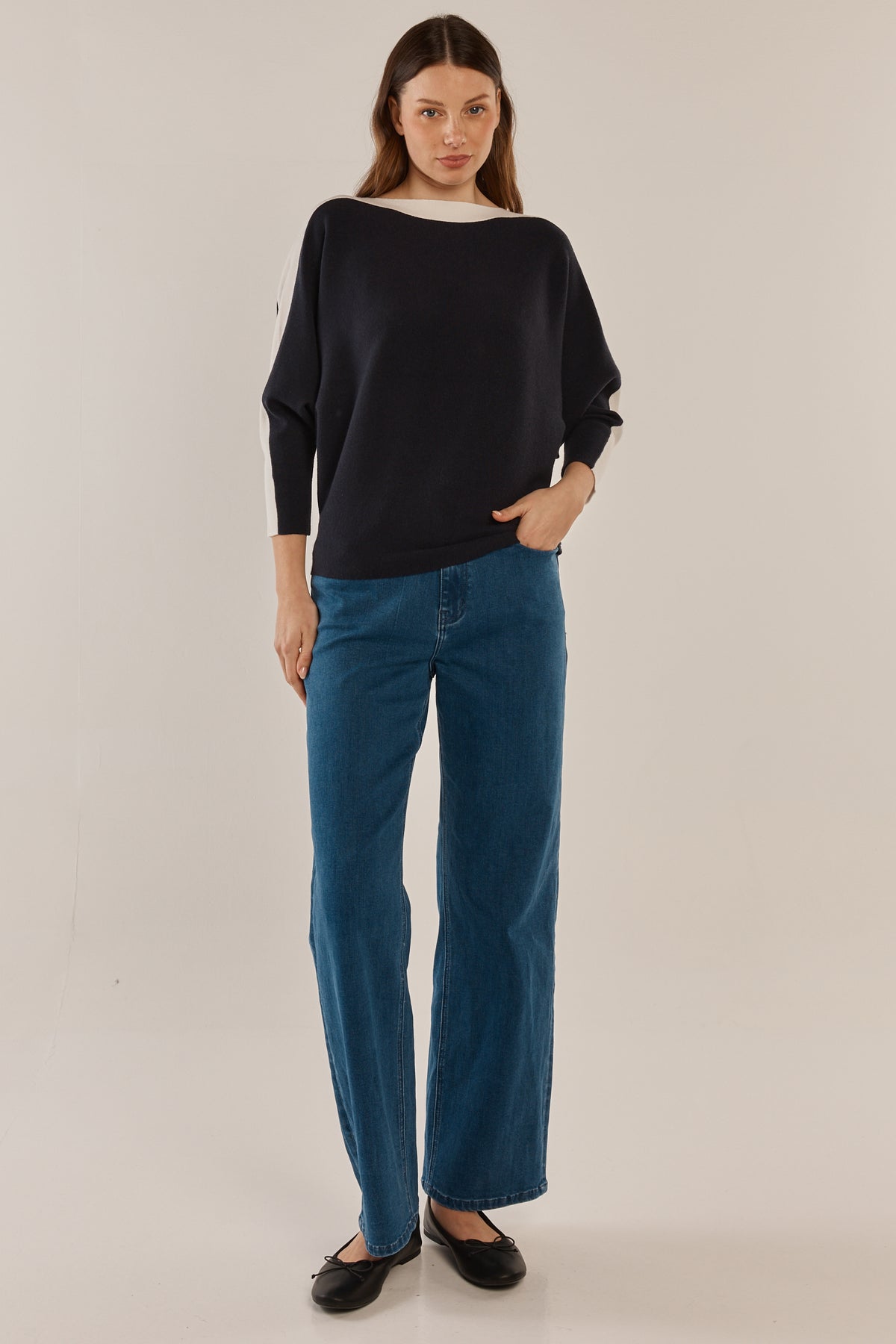 Boatneck Knit Jumper - Navy