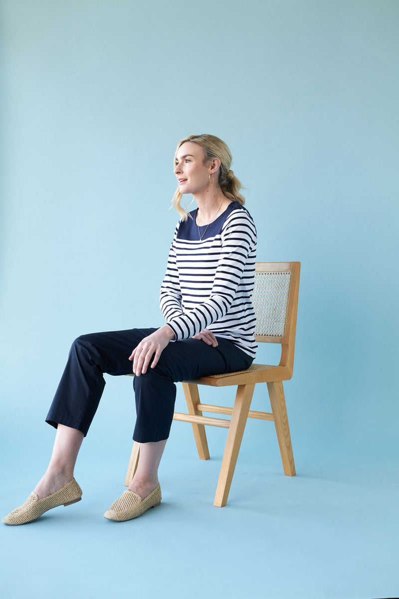 Lyttlelton Top - Navy Stripe Mix