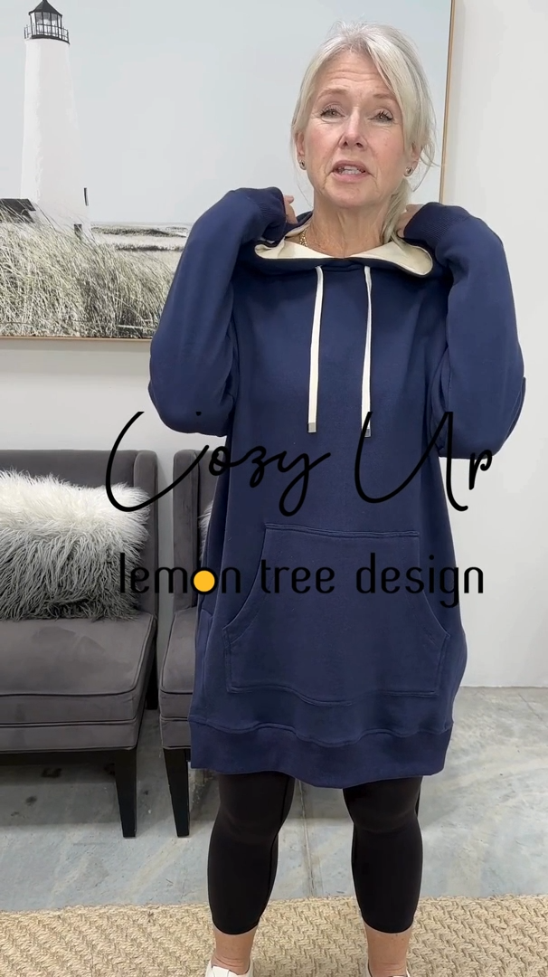 Cozy Up Long Hoodie - Navy
