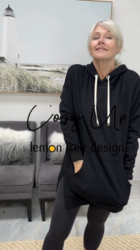 Cozy Up Long Hoodie - Black