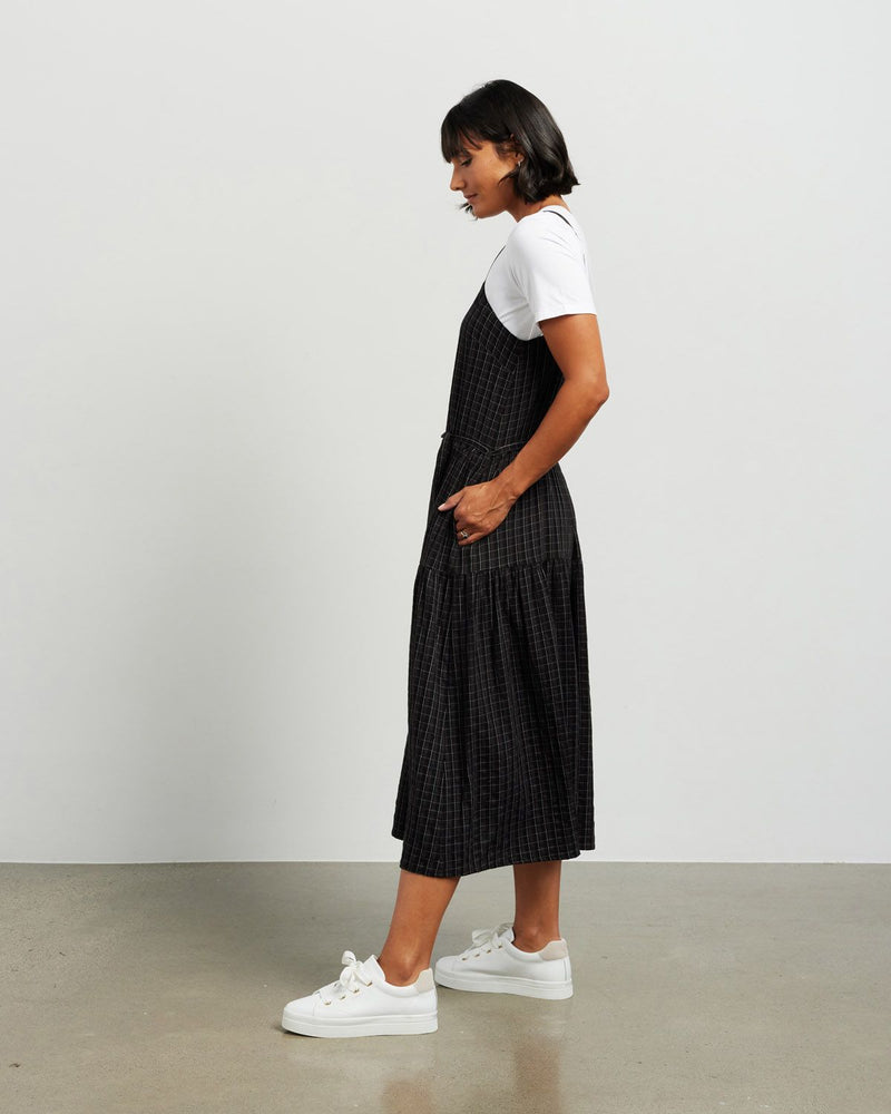 Macey Pinafore Dress - Black Plaid