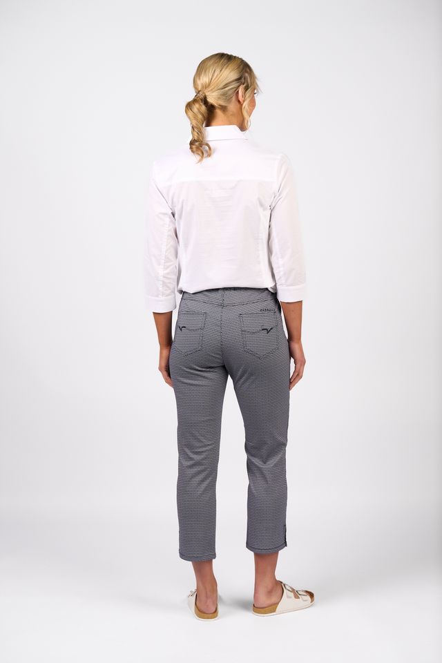 Slim Leg 7/8 Pull On Pant with Full Elastic Waistband - Sim