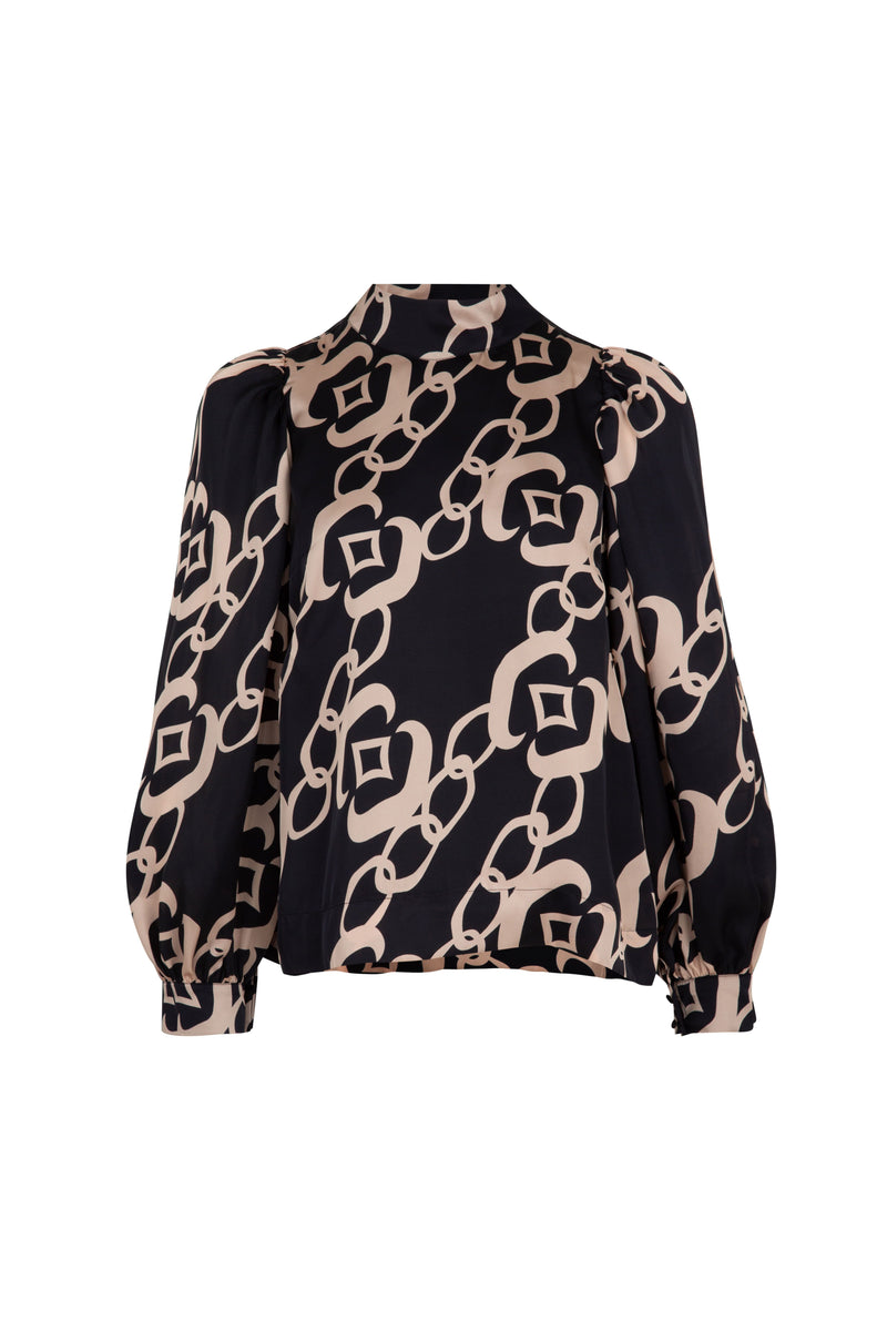 Calling Your Puff Blouse - Black & Tan