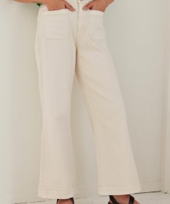 Zoey High Rise Wide Leg Pocket Jean - Ecru -