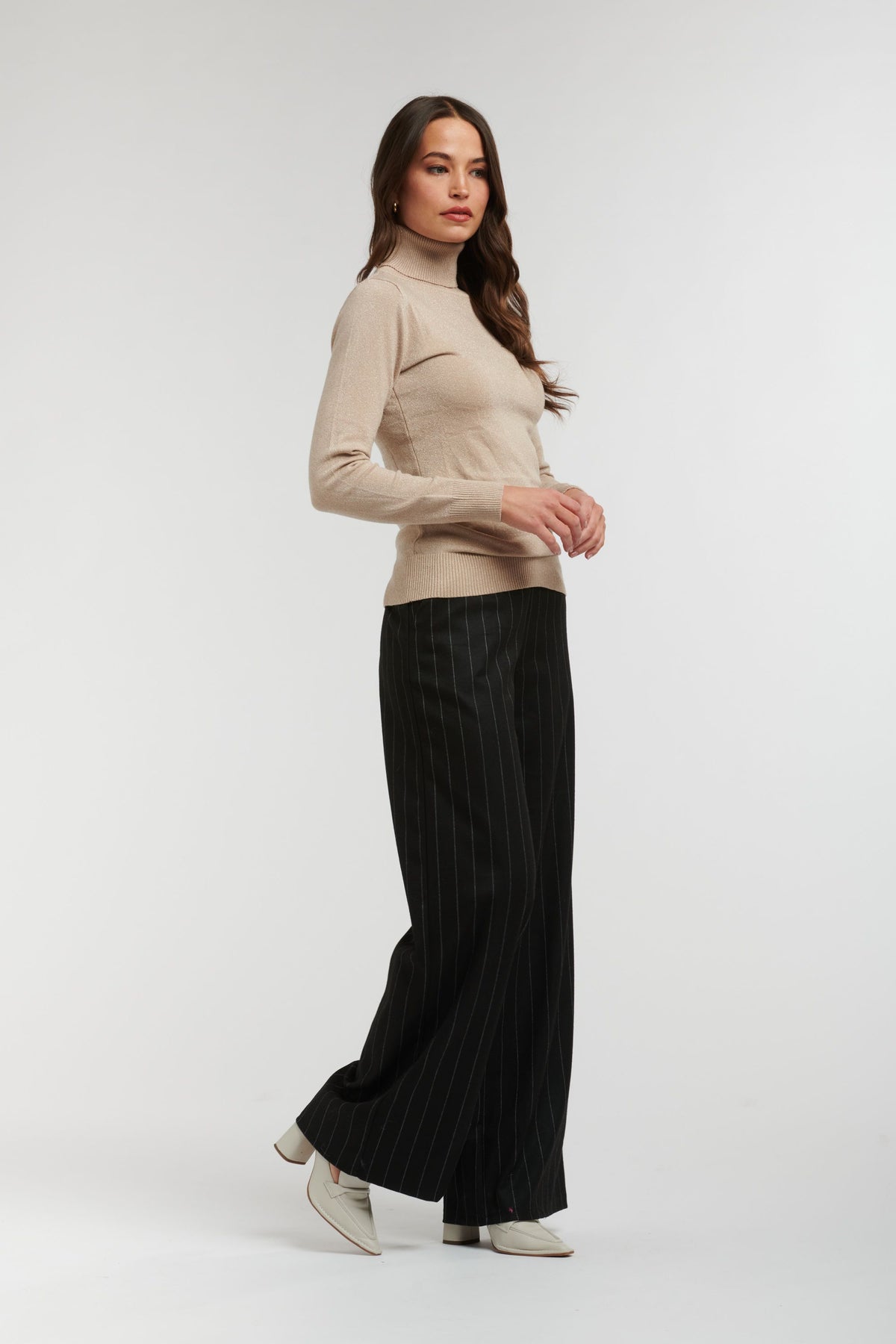 Celine Wide Stripe Pant - Navy