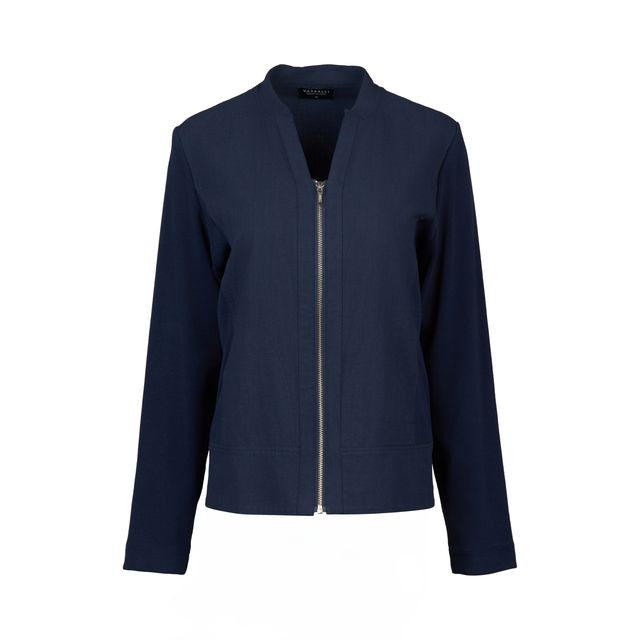 Zip Up Jacket with Knit Panels - Ink