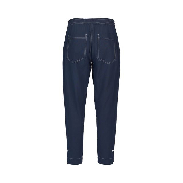 Relaxed Leg Ankle Grazer Pant with Contrast Trim & Stitching - Ink