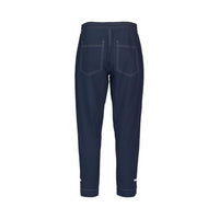 Relaxed Leg Ankle Grazer Pant with Contrast Trim & Stitching - Ink