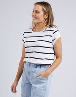 Manly Stripe Tee - White with Black Stripe