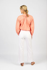 Straight Leg Ankle Grazer Jean w Front Patch Pockets - White Denim