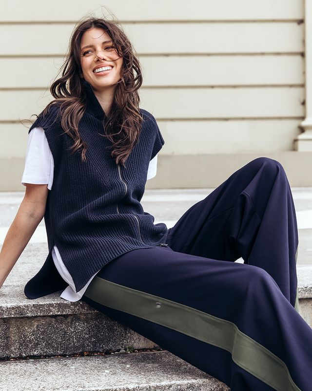 Juno Pant - Navy with Green