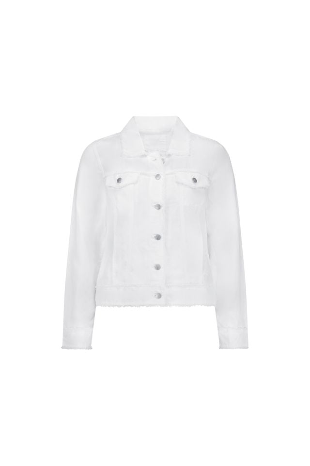 Linen Jacket with Frayed Seams - White