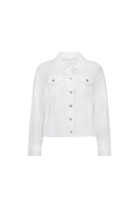 Linen Jacket with Frayed Seams - White