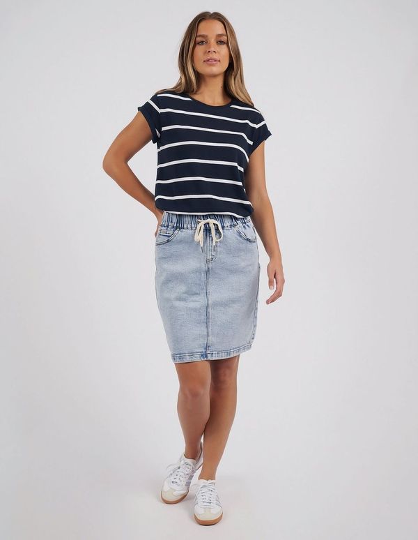 Manly Stripe Tee - Navy with White Stripe