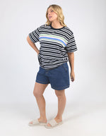 Aligner Tee - Navy and White Stripe