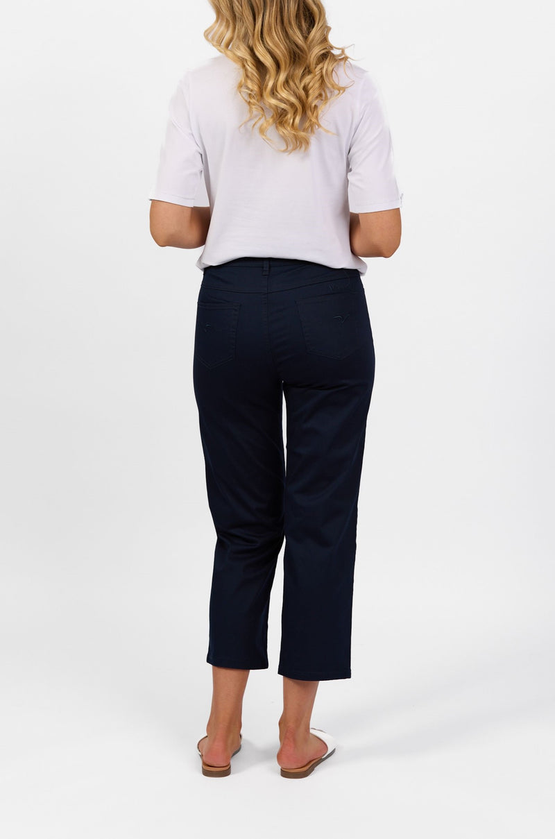 Plain Lightweight Slim Leg 7/8 Length Pant - Navy