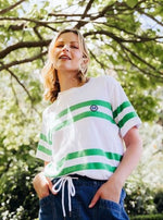 Allegra S/S Tee - White and Green Stripe