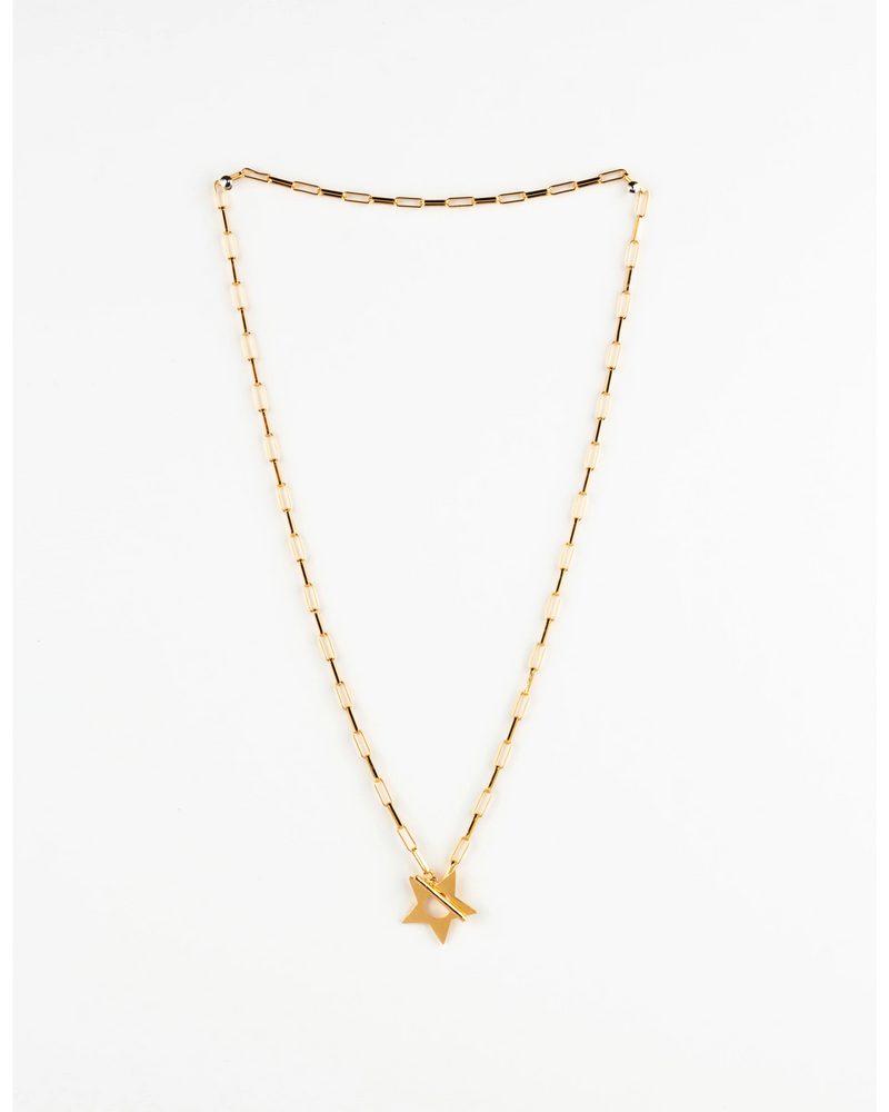 Long Link Chain w Star Fob - Gold